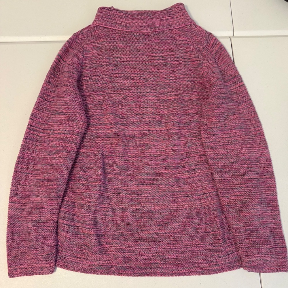 J.Jill Pure Jill Pink Marled Mock Neck Cotton Blend Textured Sweater Large g5